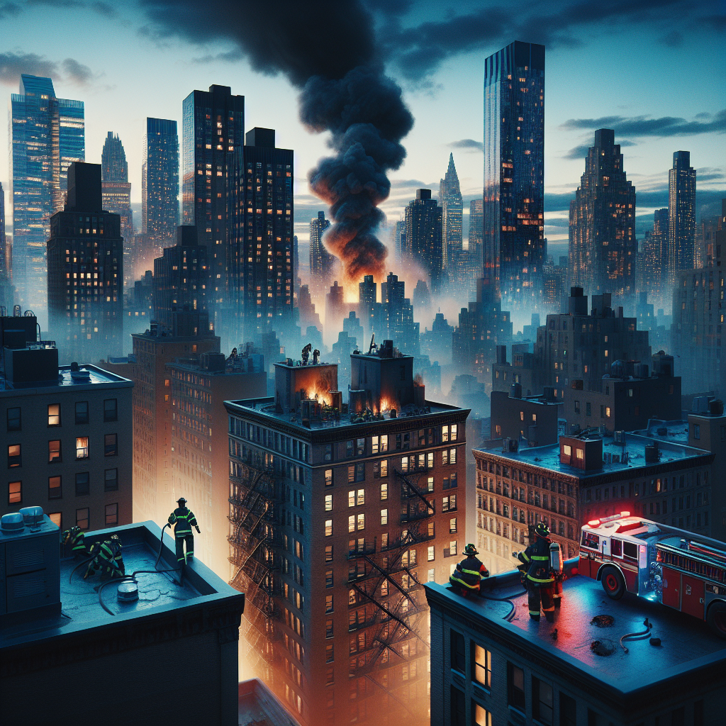 Dark Smoke Rises from Manhattan Rooftop Blaze