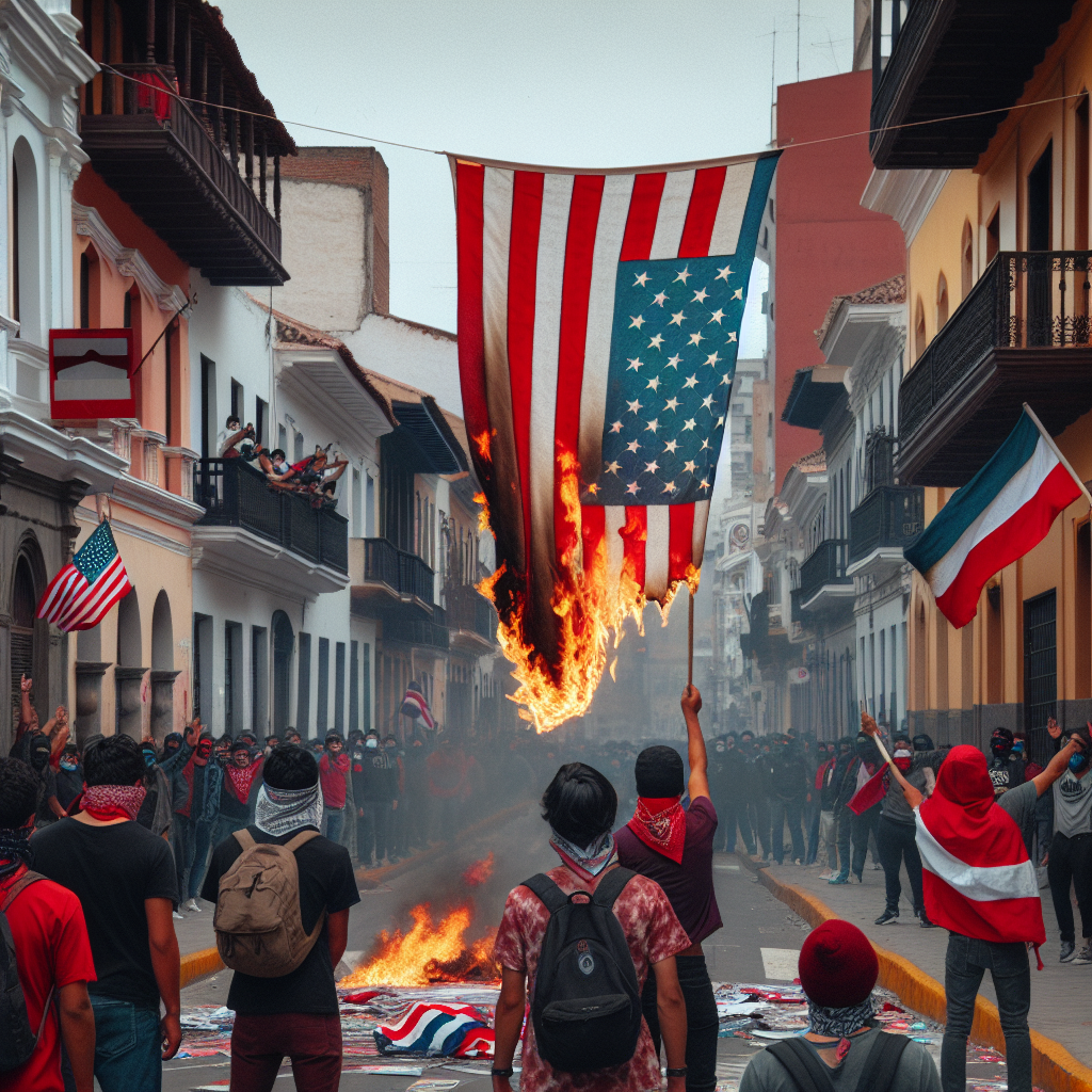 Demonstrators in Peru Set US Flags Ablaze (VIDEO)