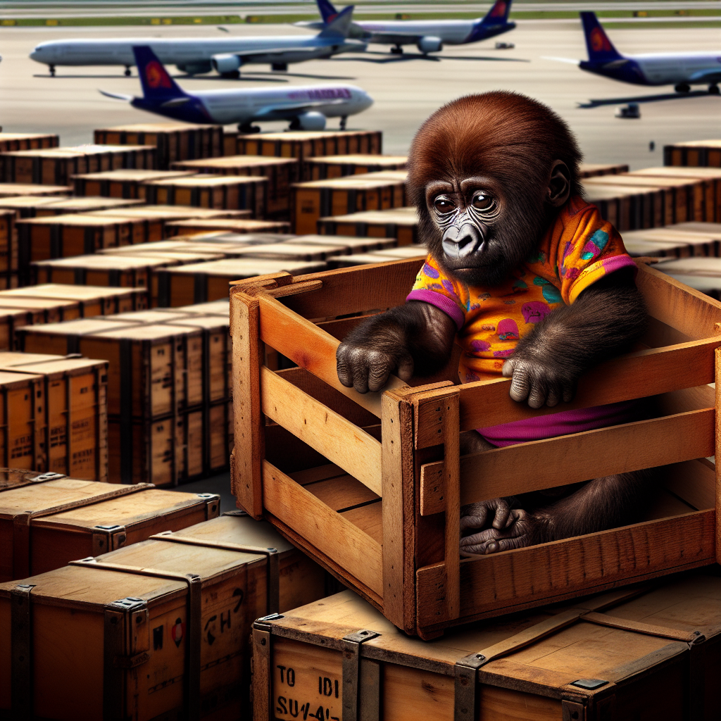 Baby Gorilla Rescued from Crate at Airport While Wearing T-Shirt