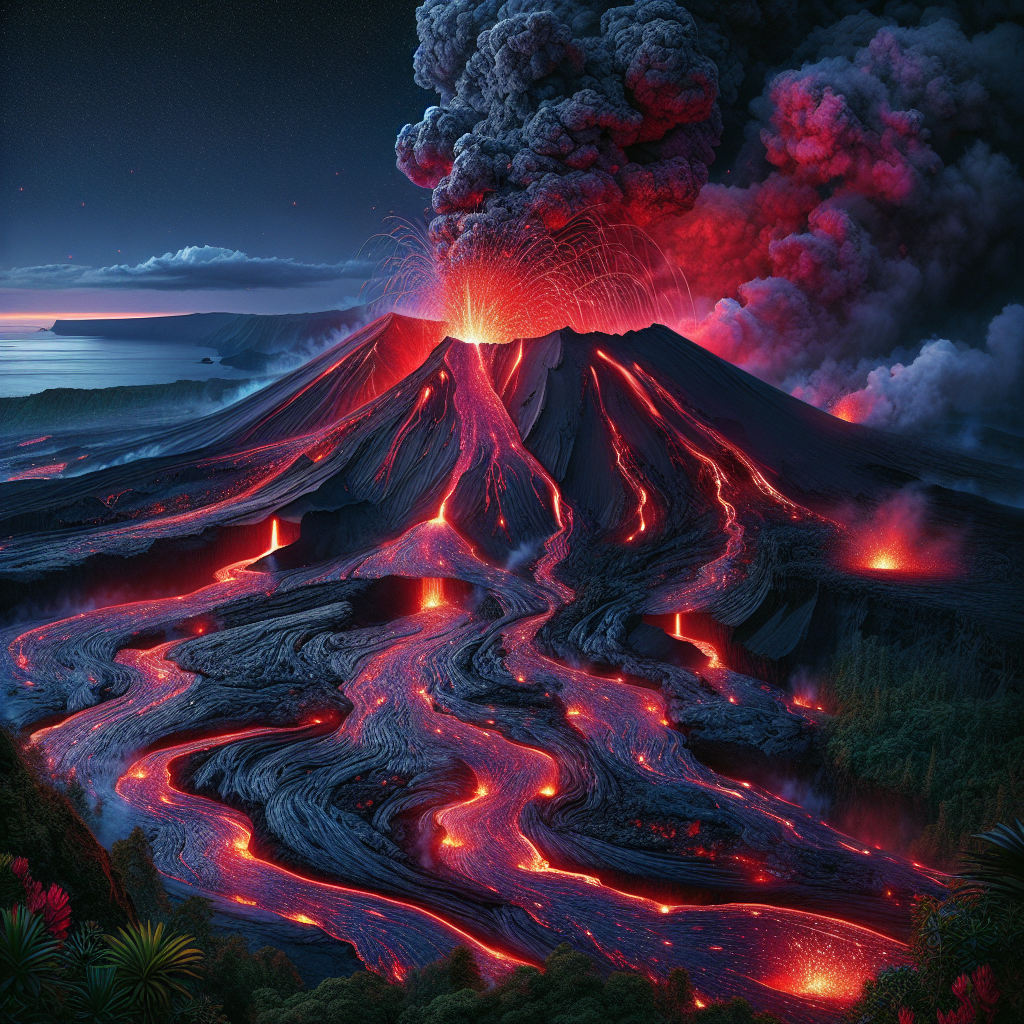 Eruption of Kilauea Volcano in Hawaii