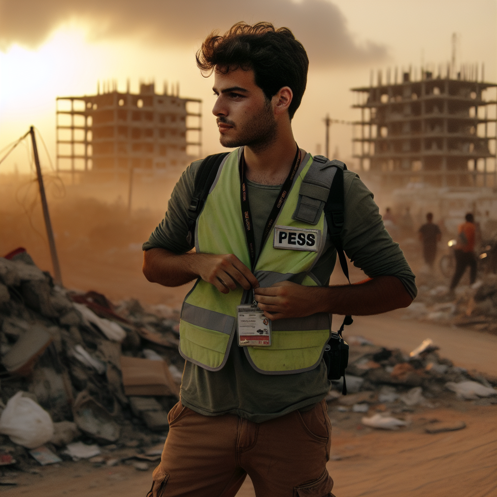 Al Jazeera Journalist in Gaza Discards Safety Equipment