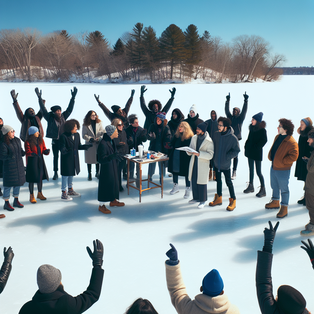 Art Enthusiasts Brave Frigid Temperatures on Frozen Minneapolis Lake