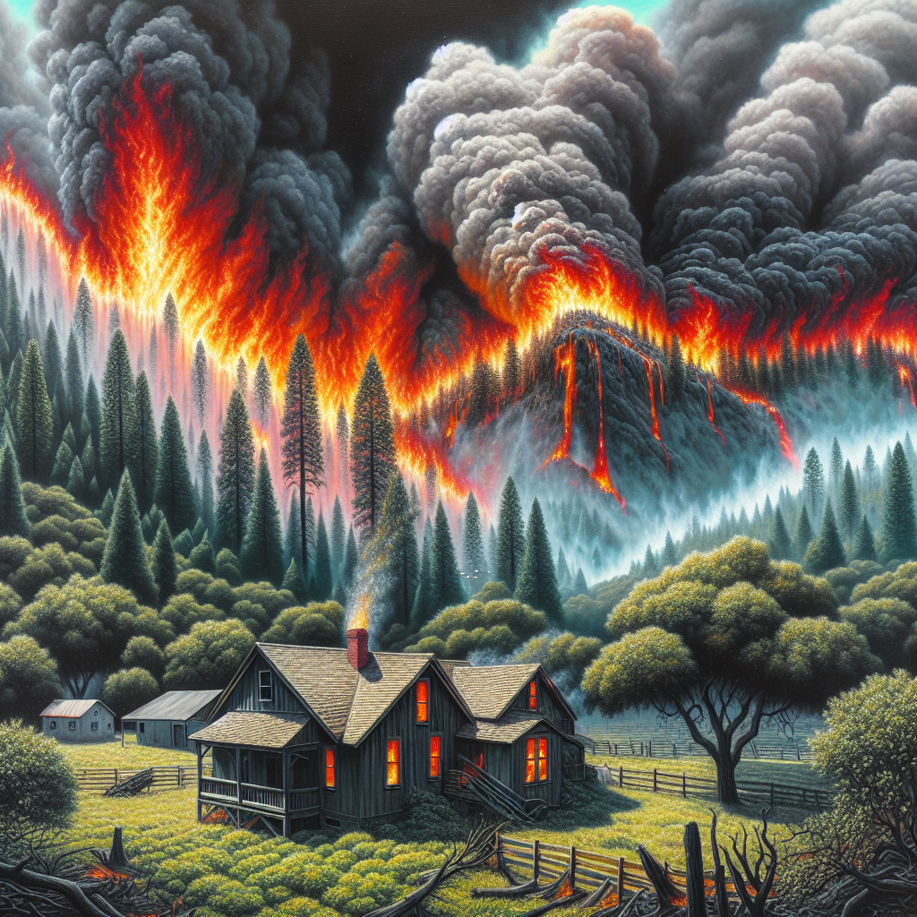 California Wildfires Cause House to Collapse in Flames