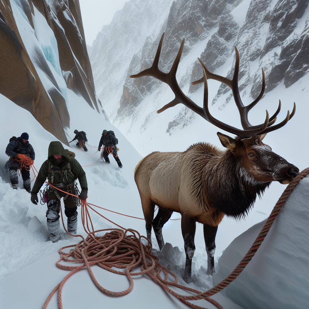 Colorado Wildlife Officials Rescue Elk Entangled in Rope on Ice Climbing Path