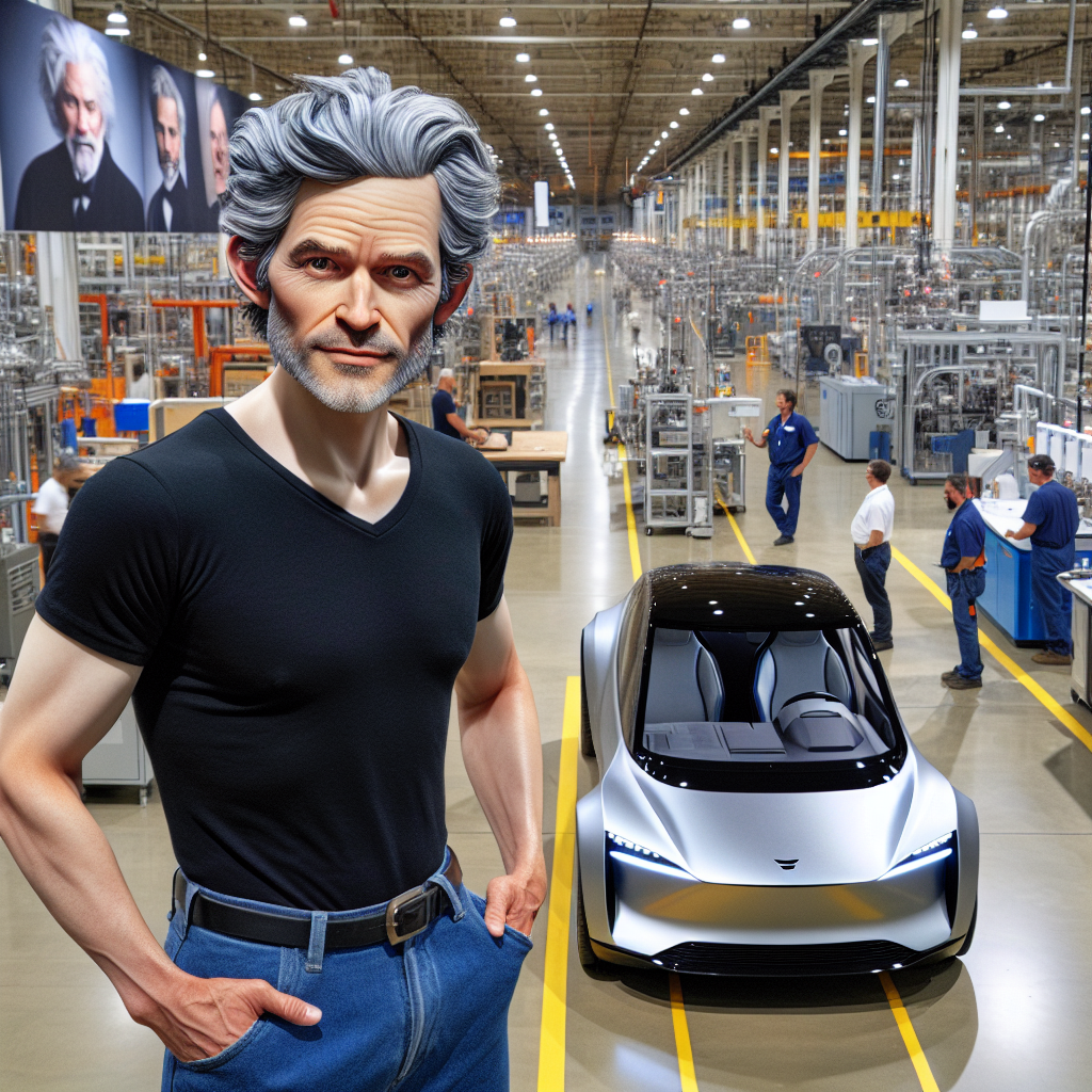 "Controversial Elon Musk Image Sparks Debate at Tesla Factory"