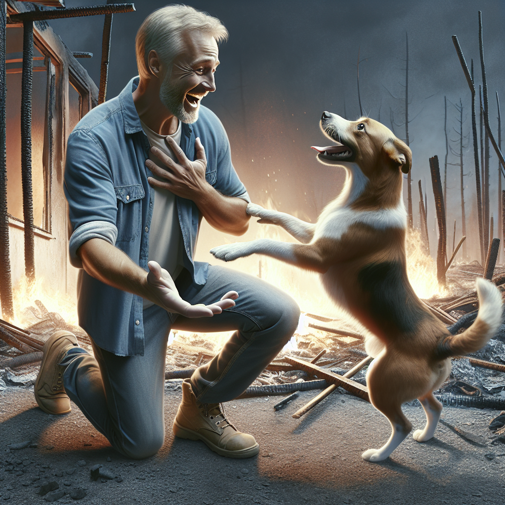 "Emotional Reunion: US Man Finds Dog Safe After Tragic Fire"