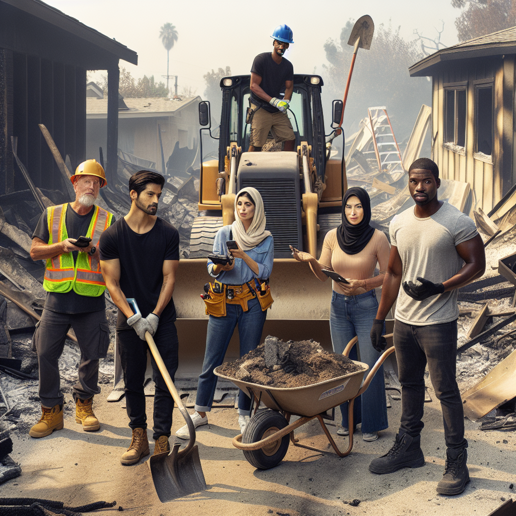 LA Construction Crew Takes Initiative to Clear Fire Debris