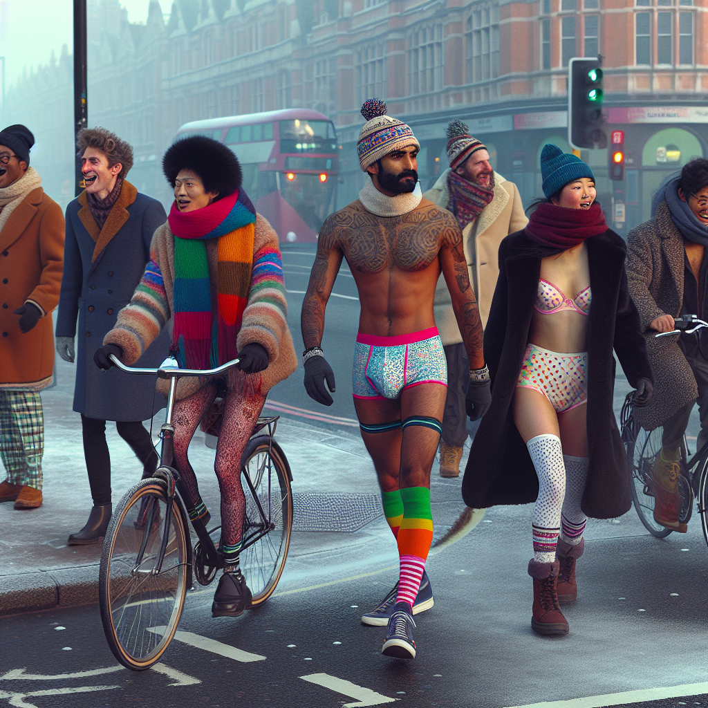 London Commuters Brighten Winter with Vibrant Underwear Ride
