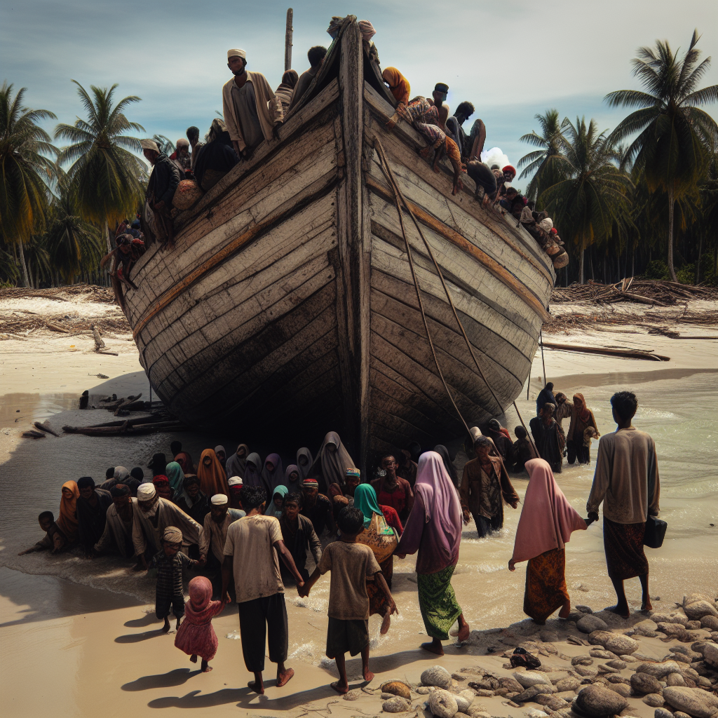 Rohingya refugees’ boat runs aground in Indonesia’s Aceh province