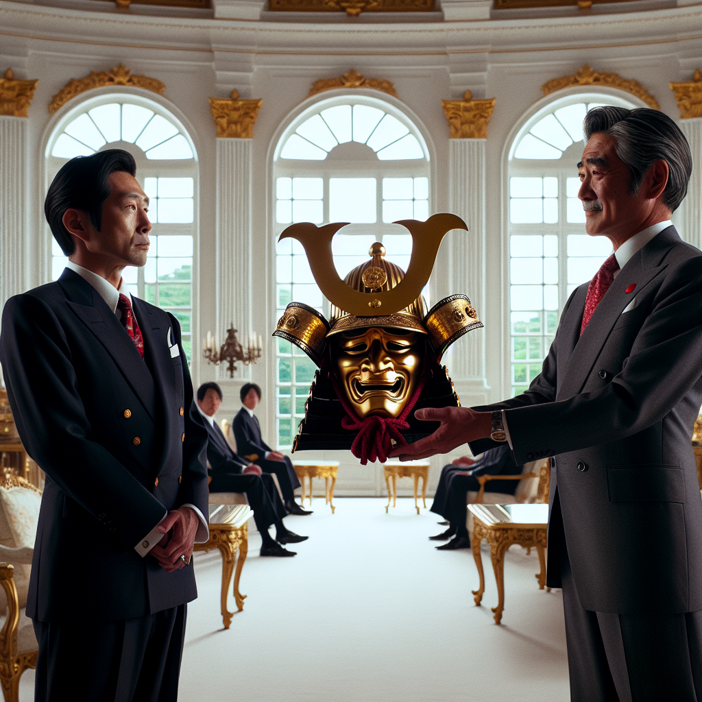Japanese Prime Minister Presents Trump with Golden Samurai Helmet at White House Meeting