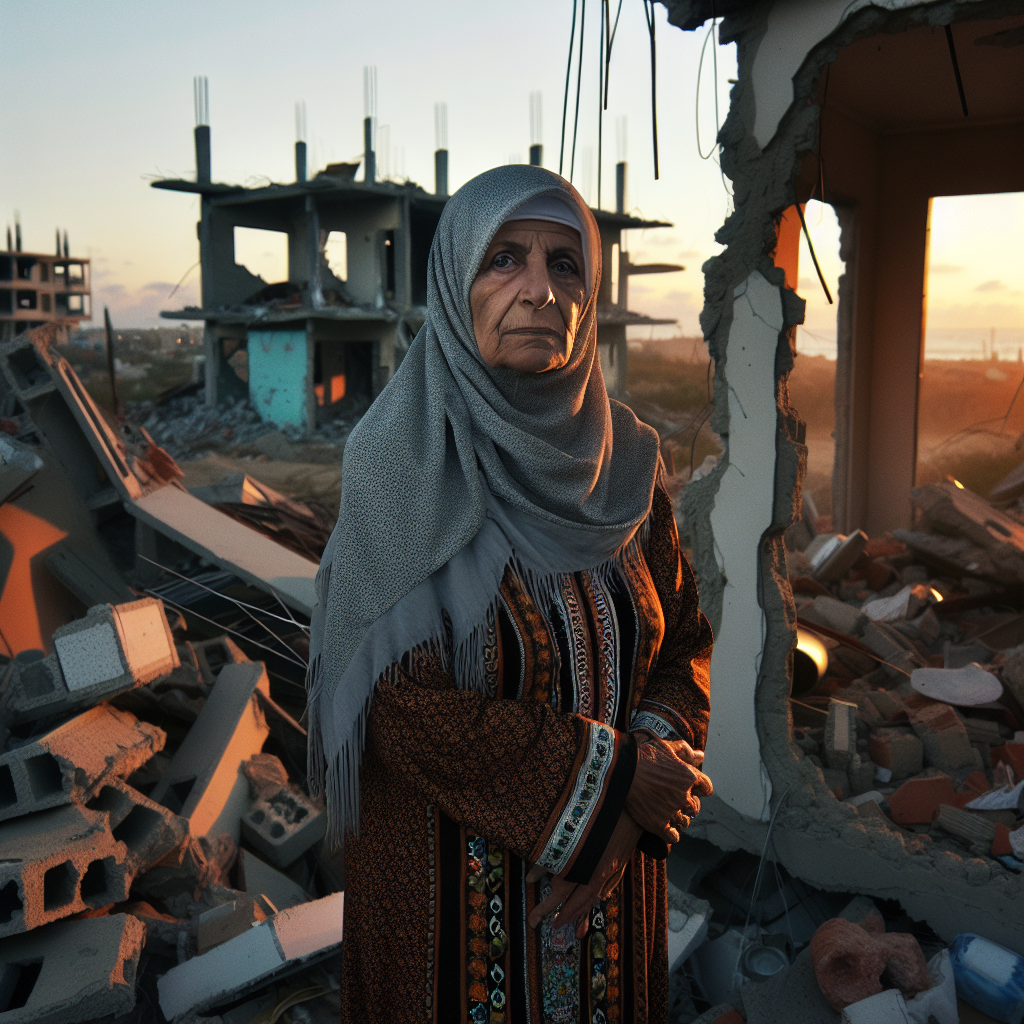 Palestinian Mother Revisits Ruined Home in Northern Gaza