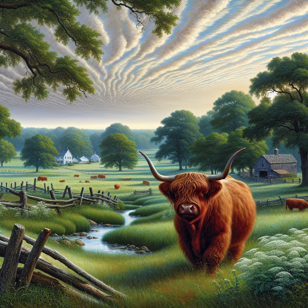Scottish Highland Bull Roams Free in Connecticut's Countryside