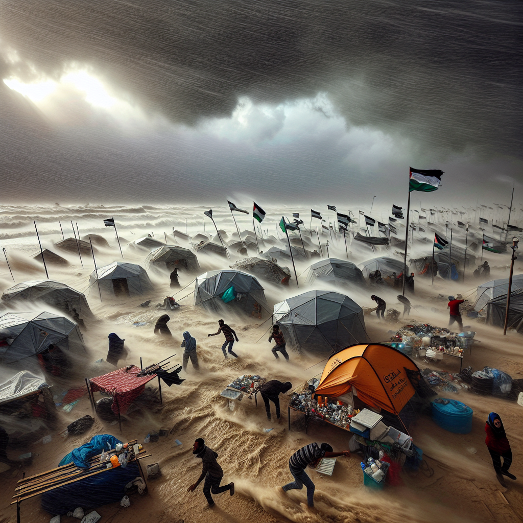 Severe Storm Ravages Shelters of Displaced in Gaza