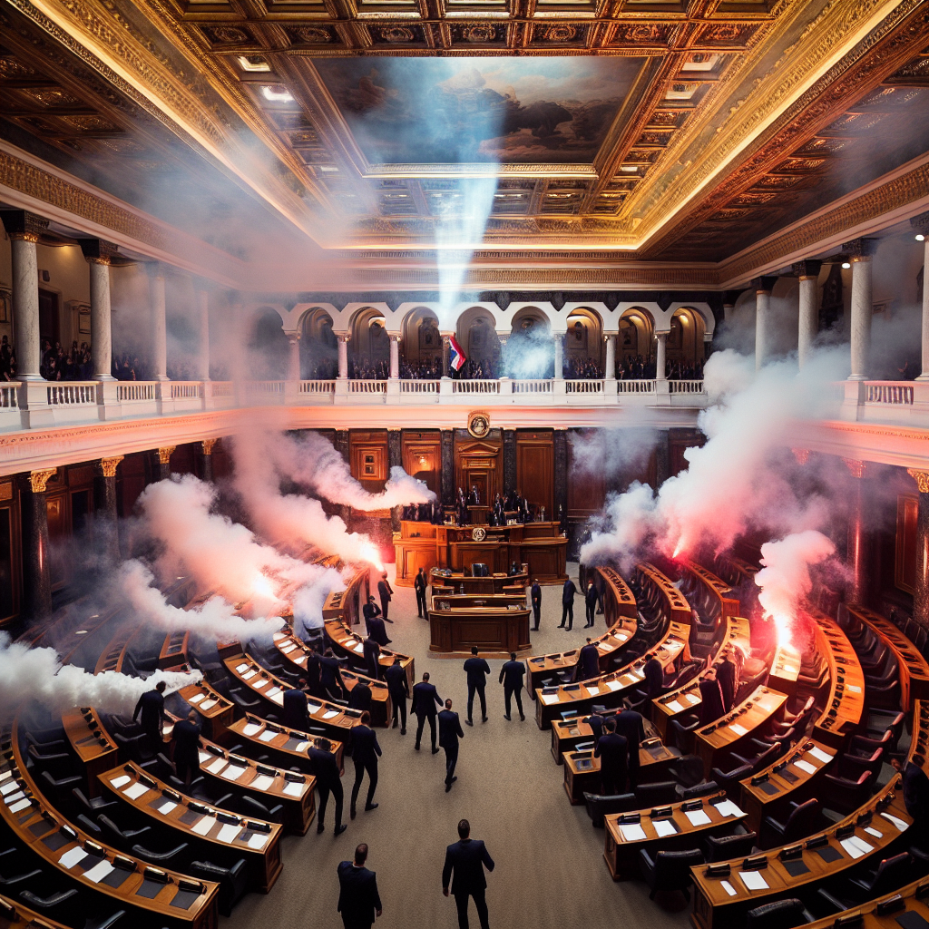 Chaos Erupts in Serbian Parliament as Opposition Members Deploy Smoke Bombs and Flares