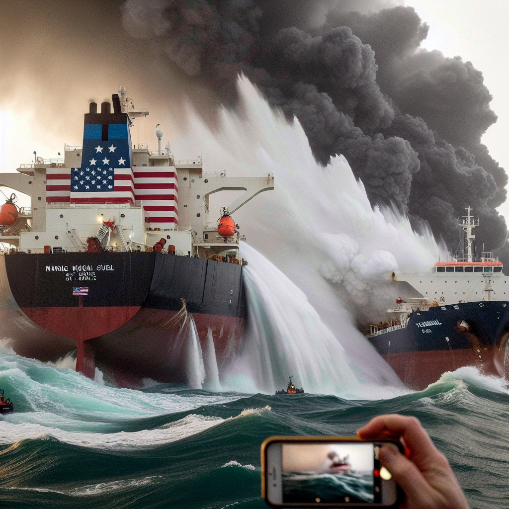 Collision Between Tanker with US Jet Fuel and Chemical Cargo Ship Captured on Video