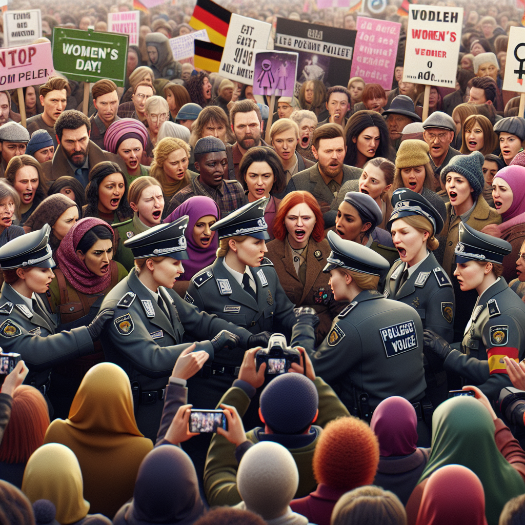 German Police Clash with Female Activists at Women's Day Rally (VIDEOS)