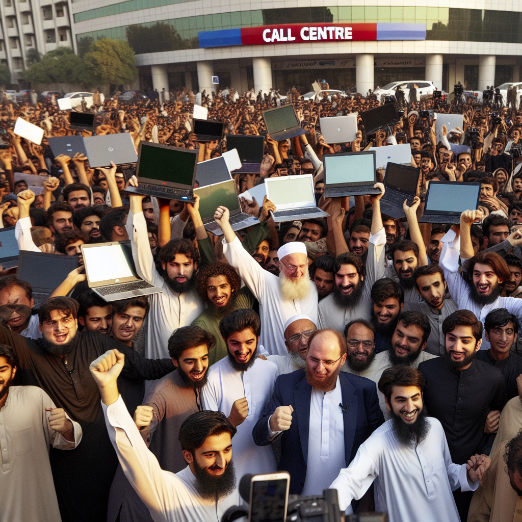 Islamabad Residents Seize Laptops Following Fake Call Centre Bust Caught on Camera