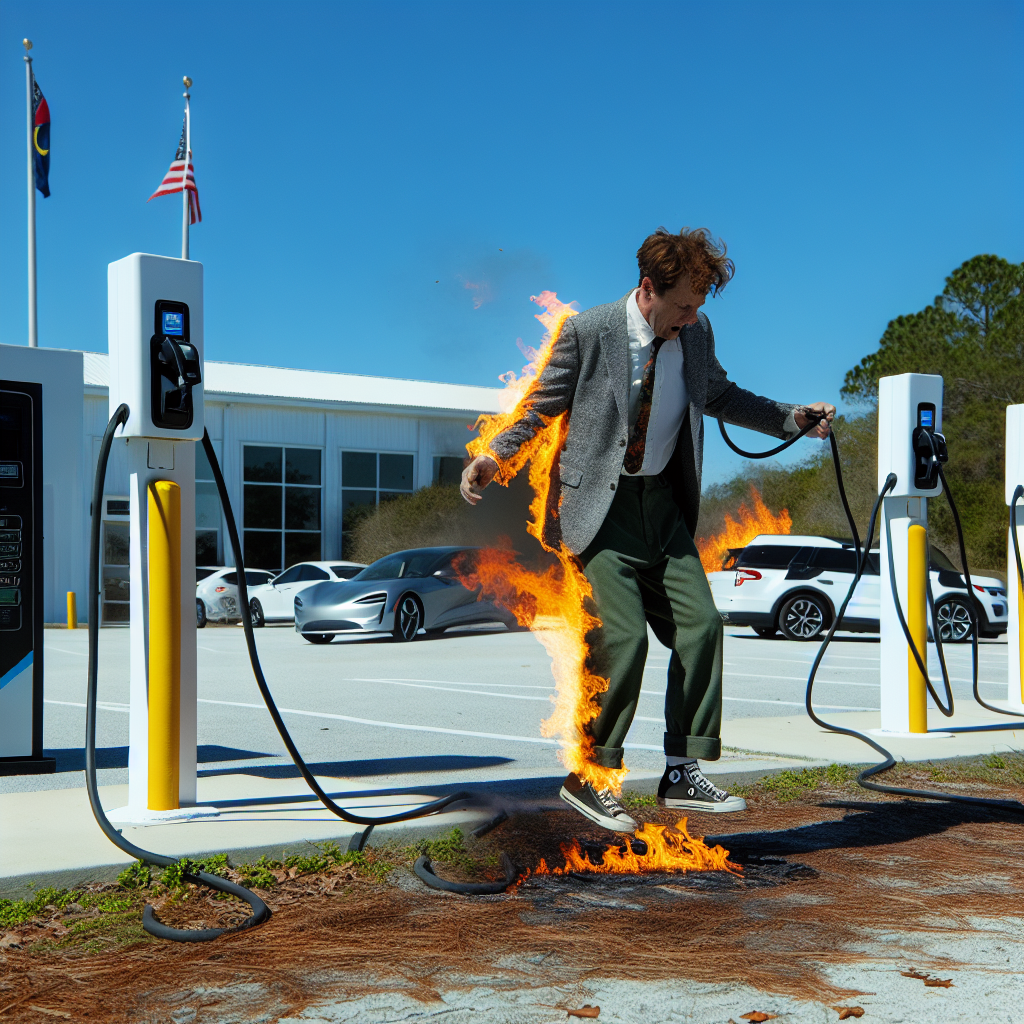 Man Sets Tesla Chargers Ablaze in South Carolina, Ignites Own Clothes