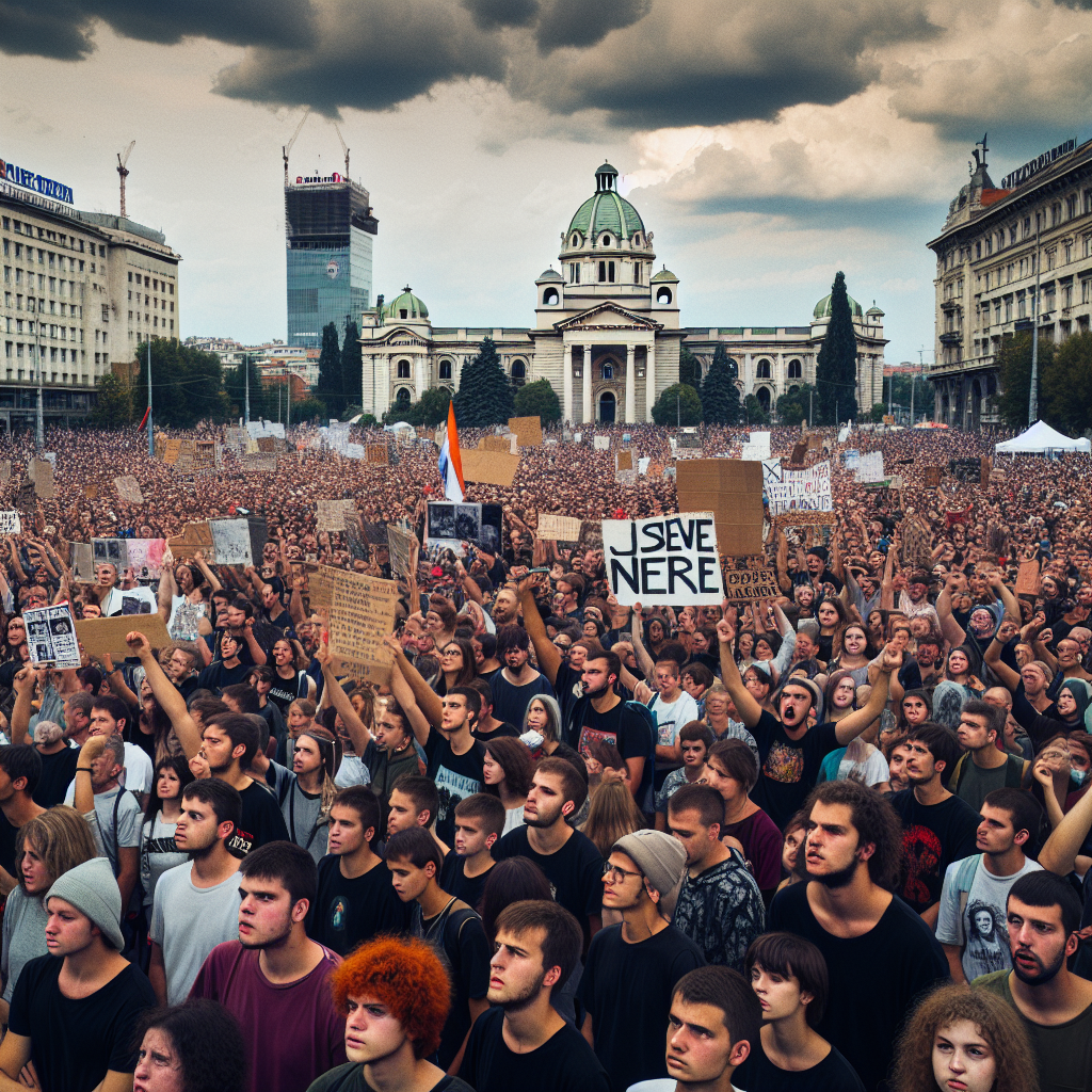 Massive Turnout for Antigovernment Protest in Belgrade, Serbia