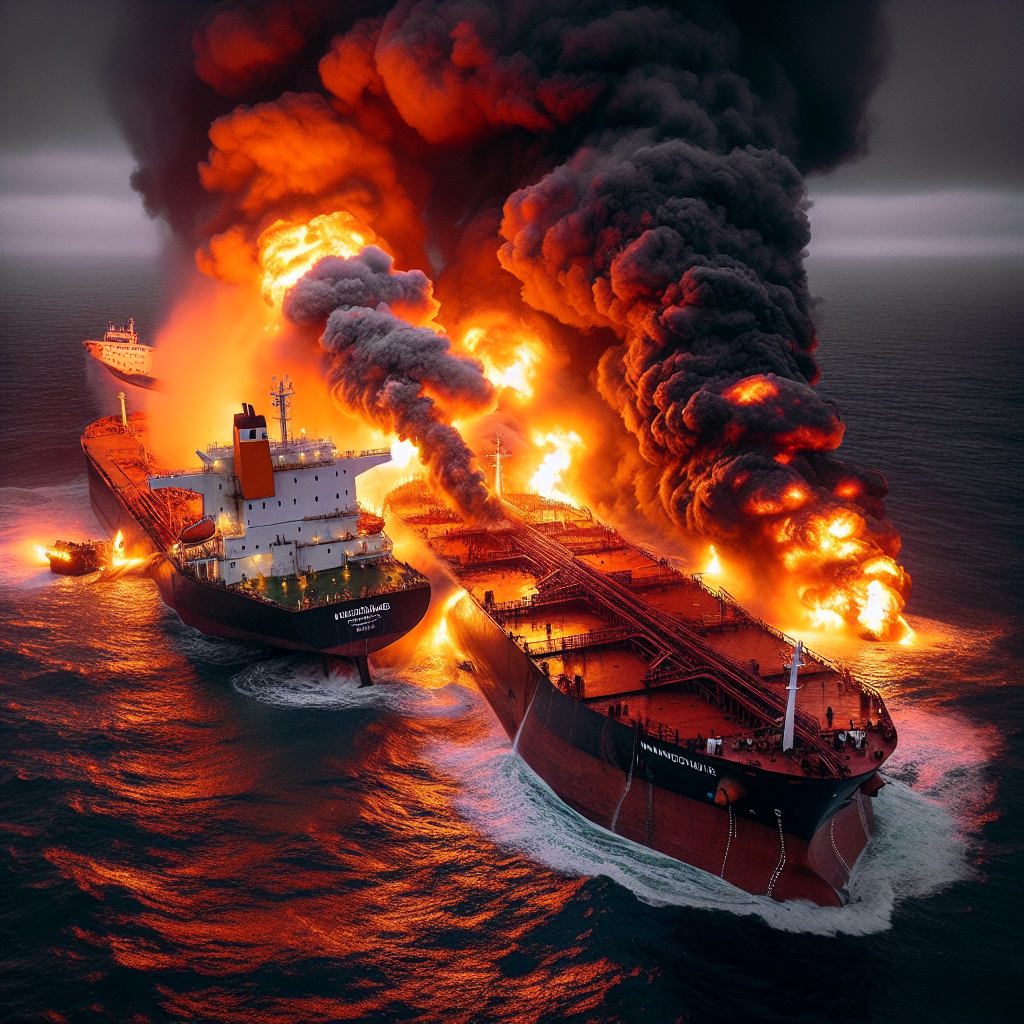 Oil Tanker and Cargo Ship Collision Off English Coast Ignites Massive Fire