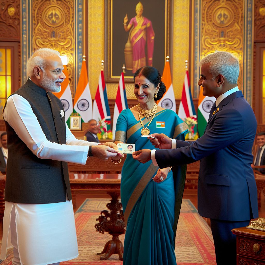 PM Modi Presents Overseas Citizen Card to Mauritius Prime Minister and Spouse