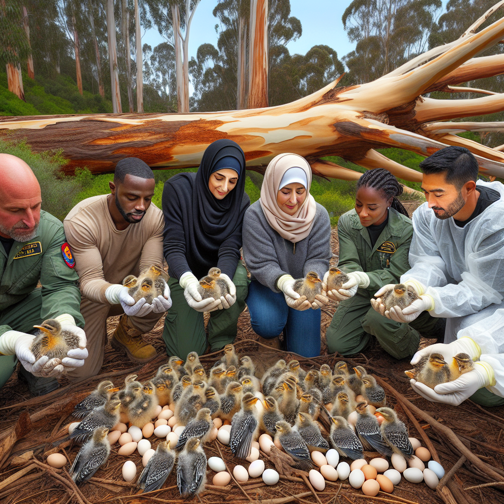 Rescued: Bird Eggs and Chicks Saved from Fallen Eucalyptus Tree in California