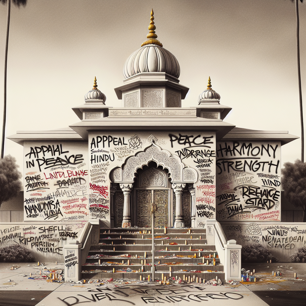 Southern California Hindu Temple Vandalized with Anti-India and Anti-Hindu Graffiti Appeals for Peace