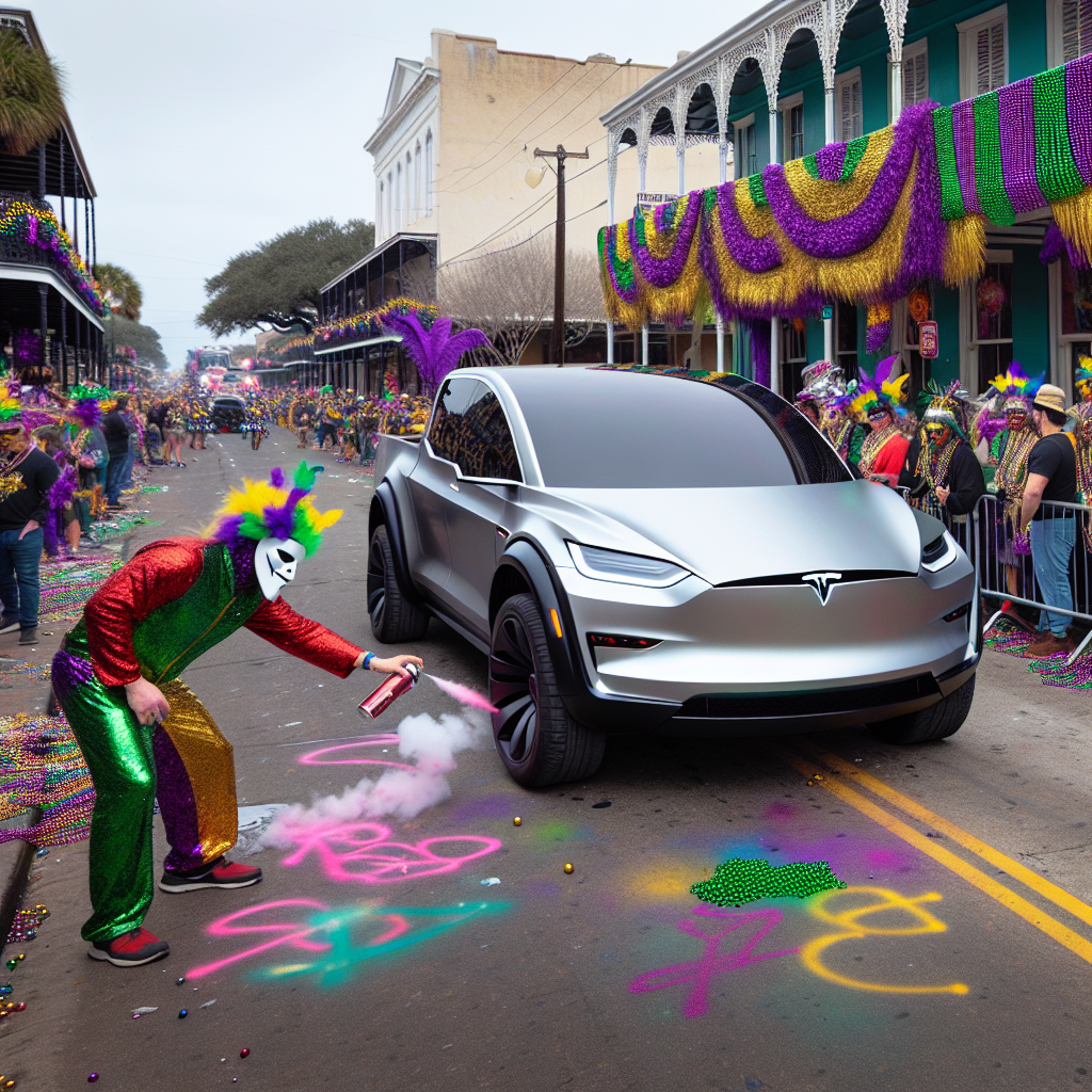 "Tesla Cybertrucks Targeted in Vandalism at Mardi Gras Parade"