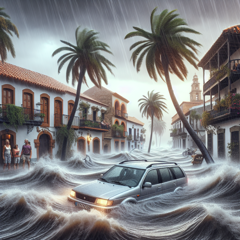 Vehicle Carried Away by Floodwaters on Spanish Island