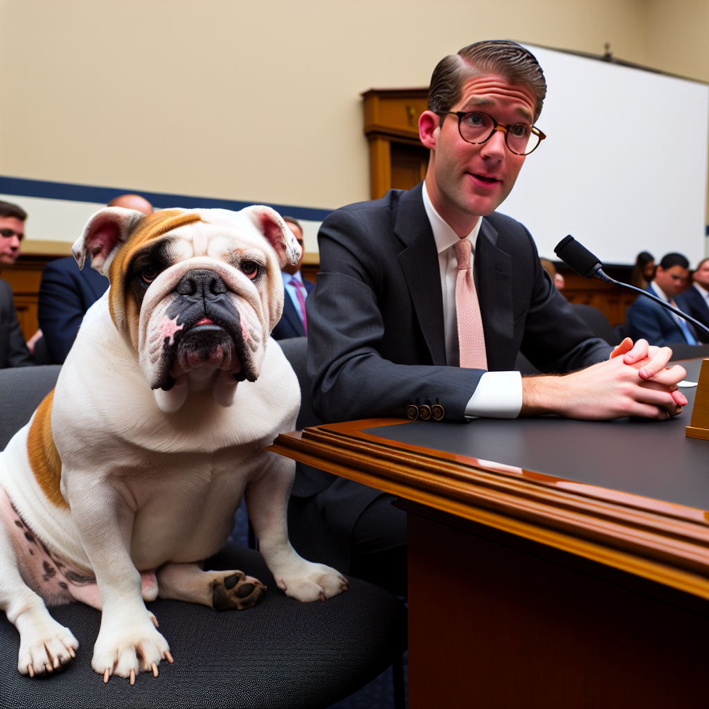Bulldog Accompanies US Senator at Committee Hearing, 'Offers Testimony'