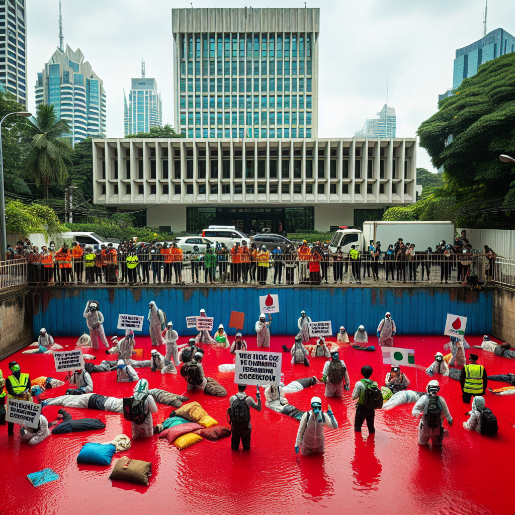 Greenpeace Activists Detained After Dyeing US Embassy Pond Red
