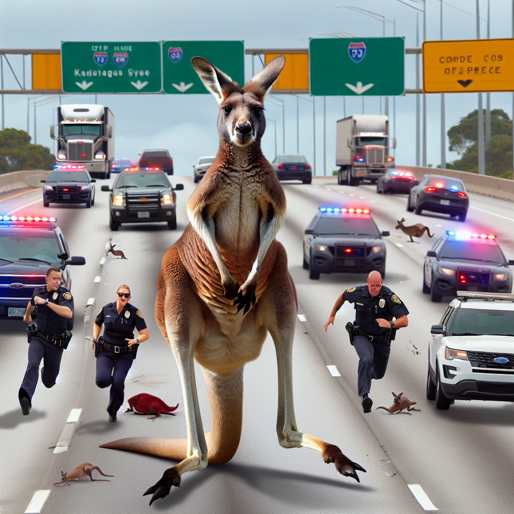 Kangaroo 'Sheila' Sparks Car Crash and Wild Police Chase on US Highway