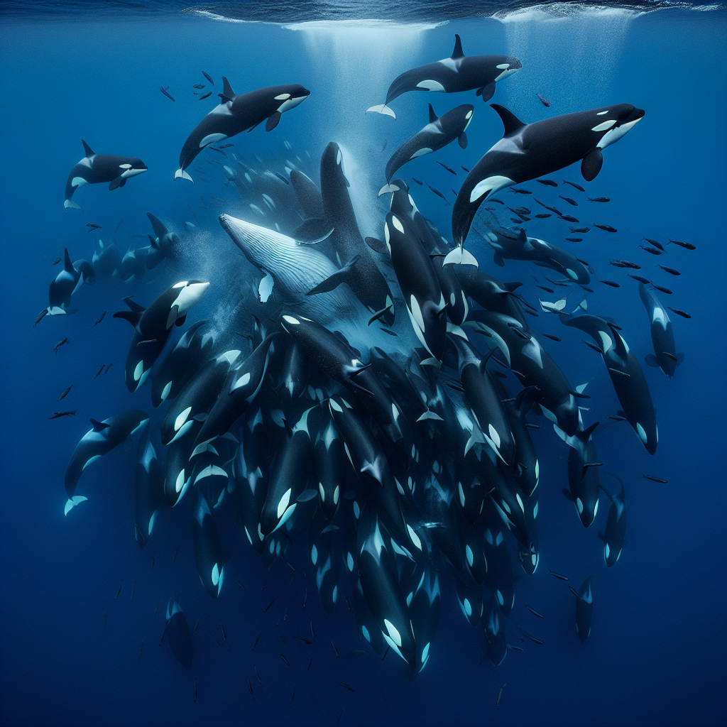 Pod of 60 Orcas Attacks and Consumes Pygmy Blue Whale in Intense Footage