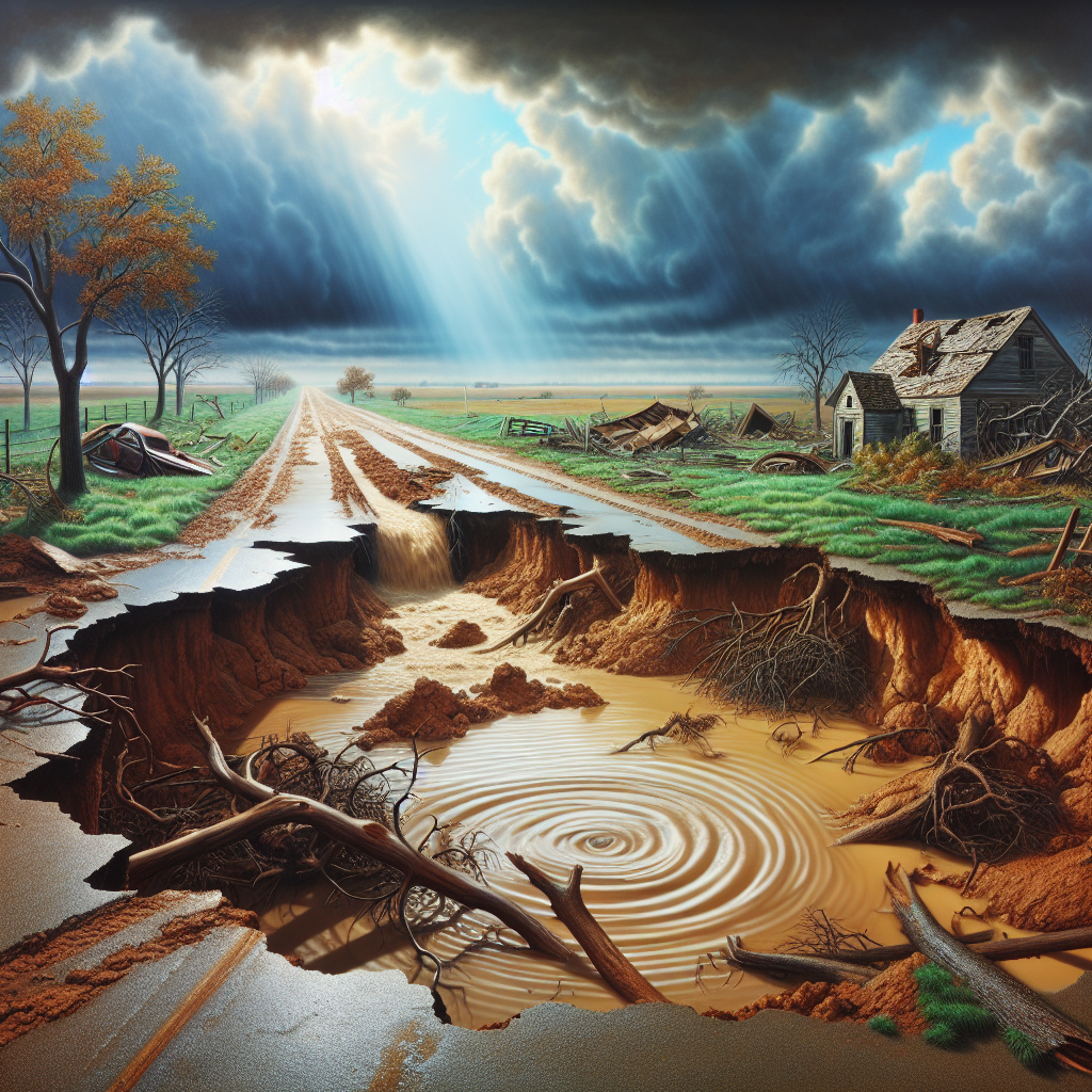 Record-Breaking Rainfall Causes Roadway Washout in Rural Oklahoma