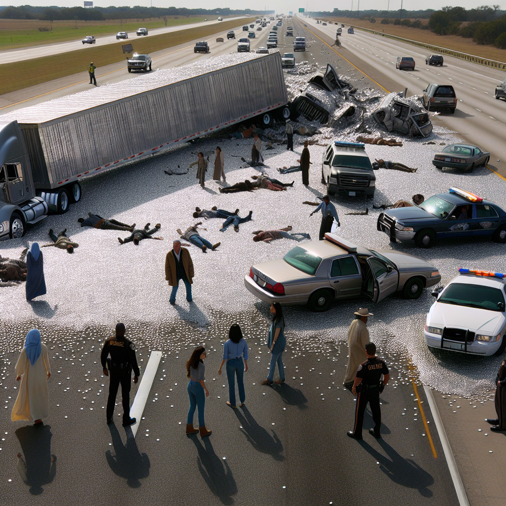 Truck Overturns, Scattering Millions of Dimes Across Texas Highway