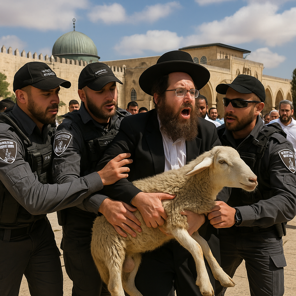 Illustration of Passover Sacrifice Attempt by Israelis at Al-Aqsa
