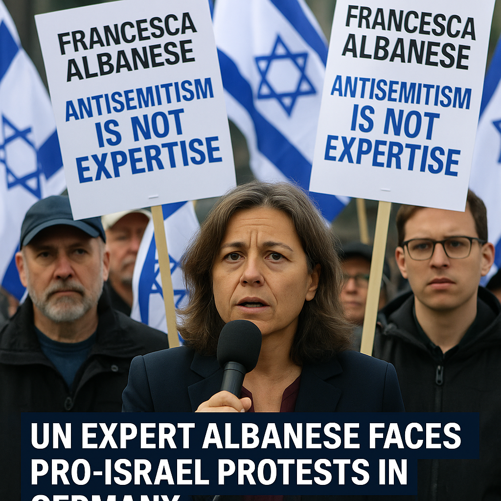 Illustration of UN Expert Albanese Faces Pro-Israel Protests in Germany