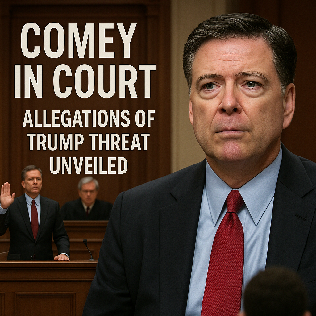 Illustration of Comey in Court: Allegations of Trump Threat Unveiled