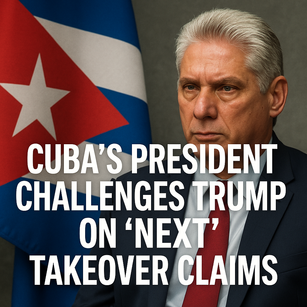 Illustration of Cuba's President Challenges Trump on 'Next' Takeover Claims