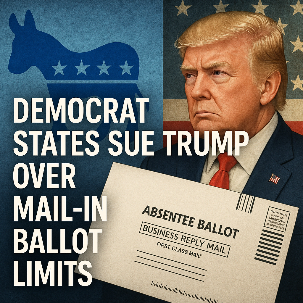 Illustration of Democrat States Sue Trump Over Mail-In Ballot Limits