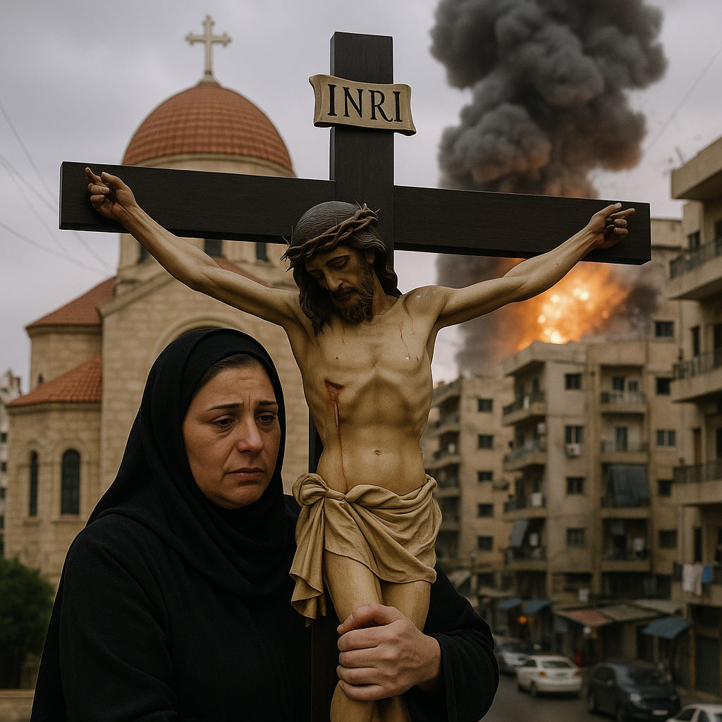 Illustration of Good Friday for Christians in Lebanon Amid Israeli Attacks