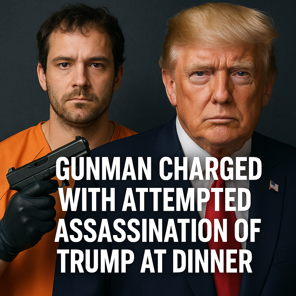 Illustration of Gunman Charged with Attempted Assassination of Trump at Dinner