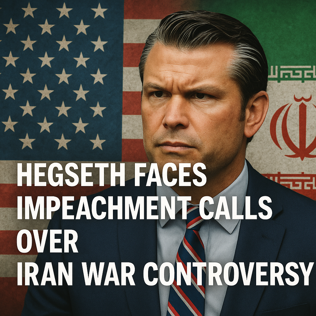 Illustration of Hegseth Faces Impeachment Calls Over Iran War Controversy