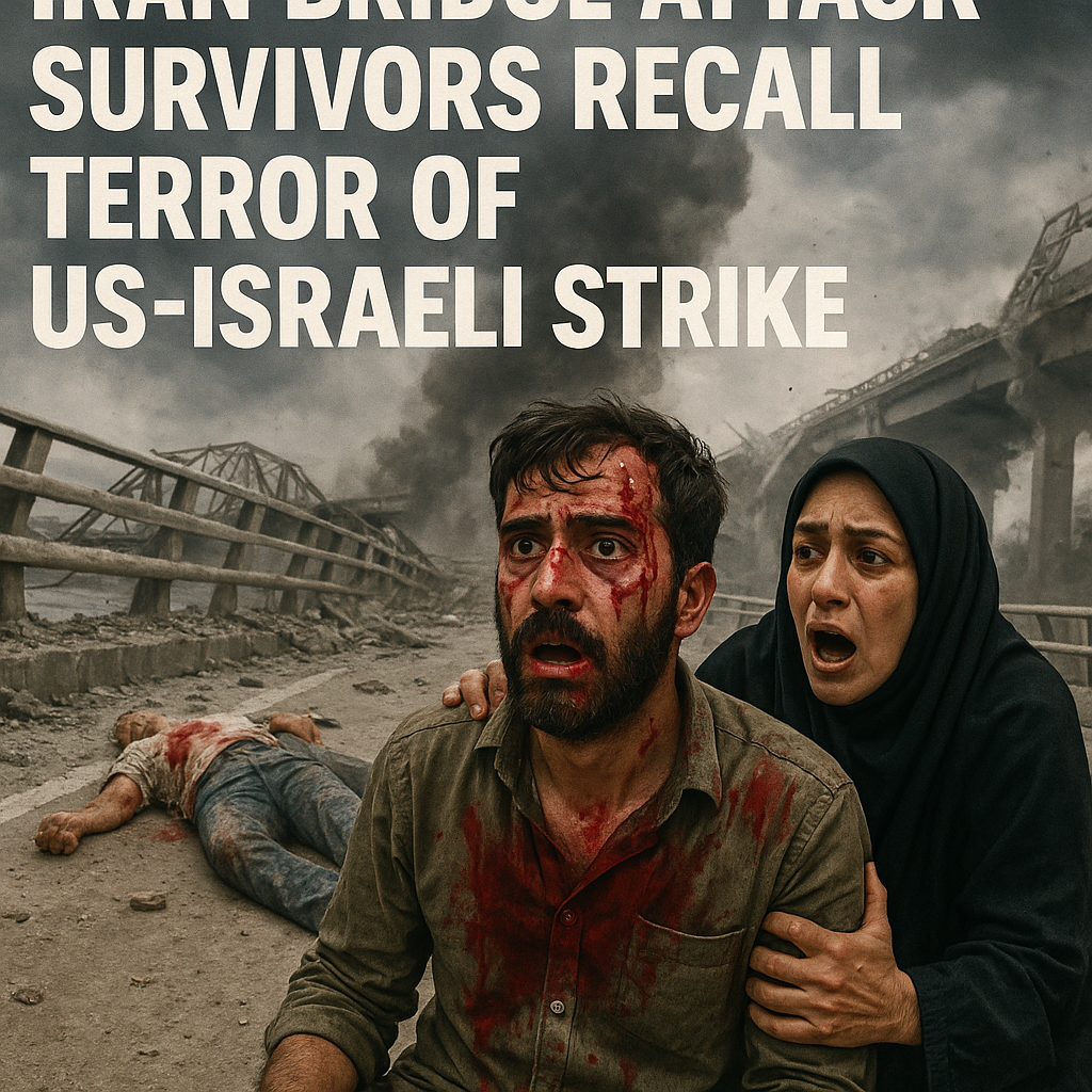Illustration of Iran Bridge Attack Survivors Recall Terror of US-Israeli Strike