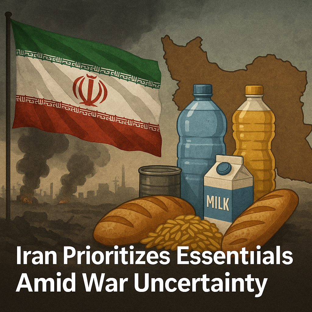 Illustration of Iran Prioritizes Essentials Amid War Uncertainty