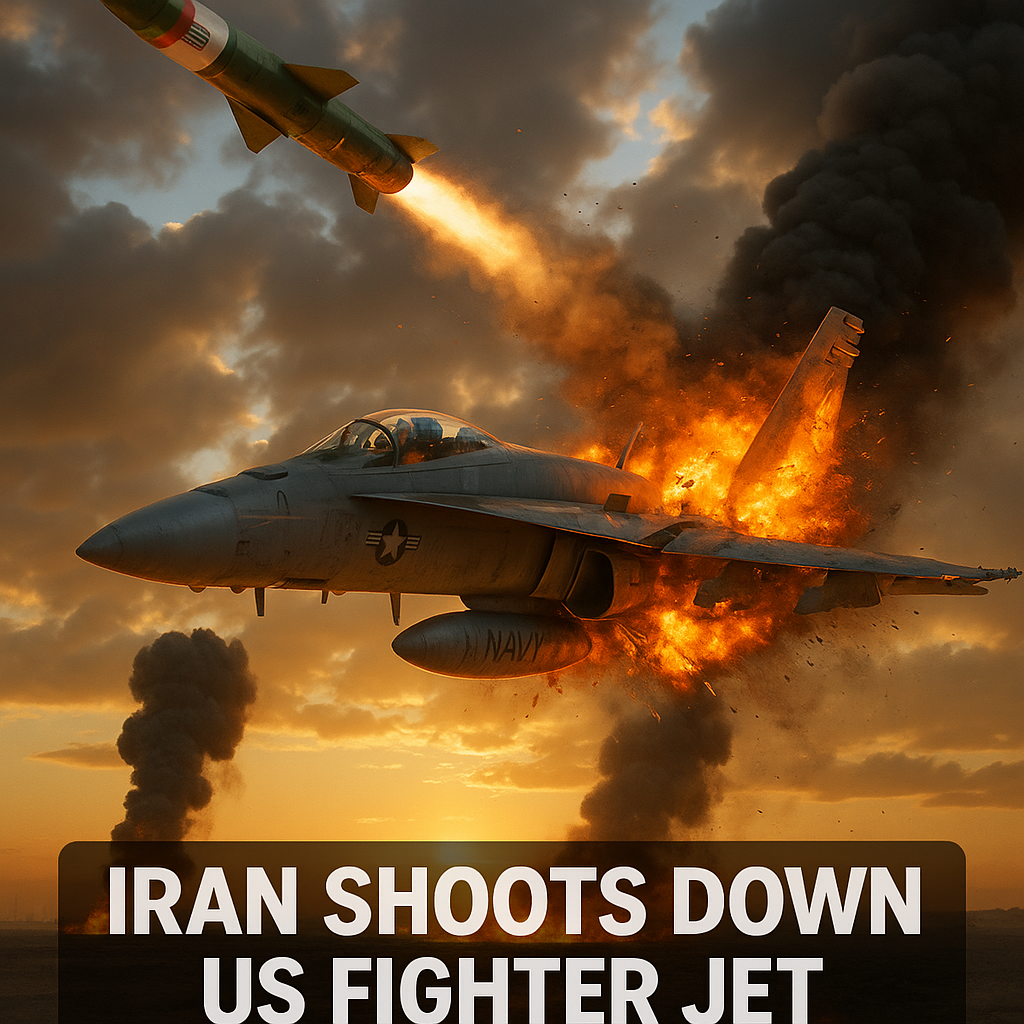 Illustration of Iran Shoots Down US Fighter Jet Amid Oil Strikes
