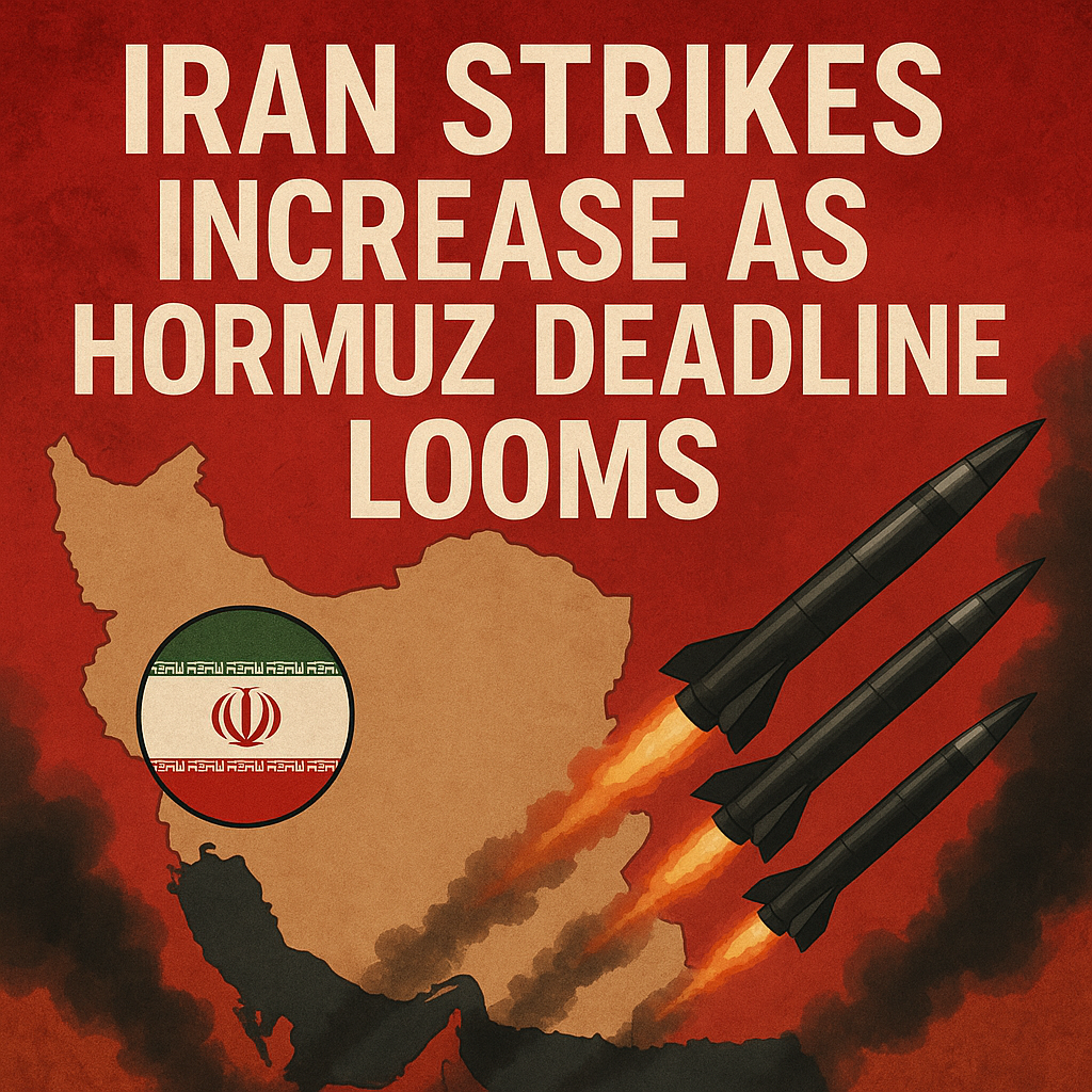 Illustration of Iran Strikes Increase as Hormuz Deadline Looms