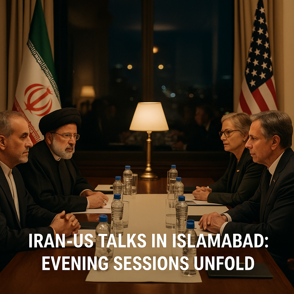 Illustration of Iran-US Talks in Islamabad: Evening Sessions Unfold