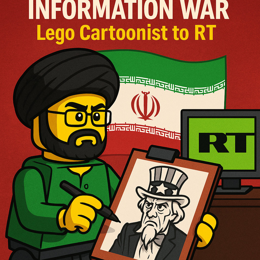 Illustration of Iran's Winning Information War: Lego Cartoonist to RT