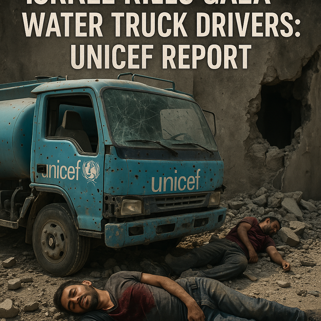 Illustration of Israel Kills Gaza Water Truck Drivers: UNICEF Report